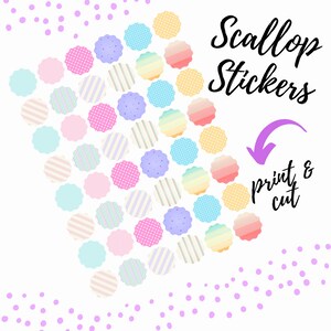 Scallop Stickers | Digital Download | Printable Planner Sticker | Printable Stickers | Planner Stickers | Kiss Cut DIY Stickers