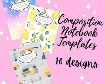 10 modelli di copertine per quaderni di composizione, modelli di copertine per quaderni di composizione, modelli di quaderni di composizione, download digitale