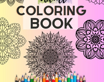Libro para colorear para adultos - Descarga digital - 20 páginas de mandalas, espirales, formas geométricas y más