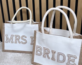 Personalised Bride Canvas  Holiday Hen do bag destination wedding personalised MRS bag