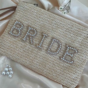 Personalised Bride Clutch Holiday Hen do bag destination wedding