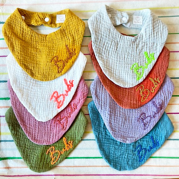 新品》LINEN MESH EMBROIDERY SHIRT BIBS BUBS Embroidered Linen Bib - Etsy