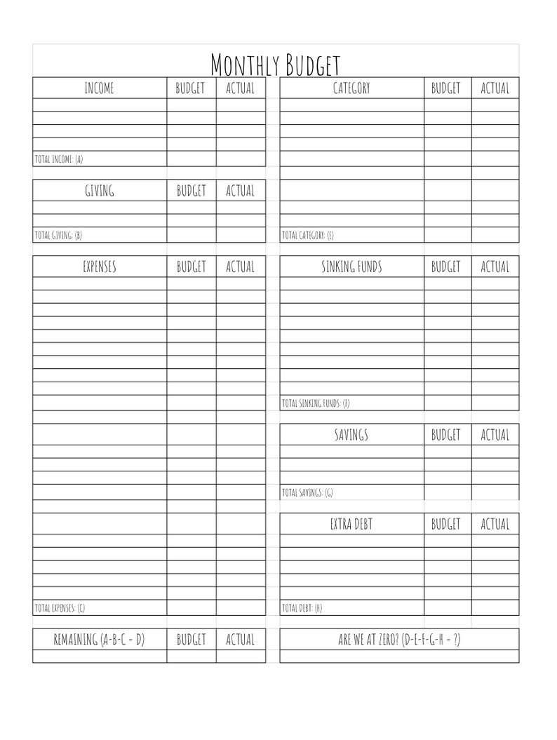 Monthly Budget Planner Etsy