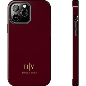Personalized Custom Tough iPhone Case Name iPhone Case Monogram Initial Case in Red/Burgundy by West Palm Beach Art Co.
