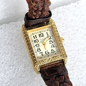 Vintage Guess Watch Gold Tone W/ Leather Band India