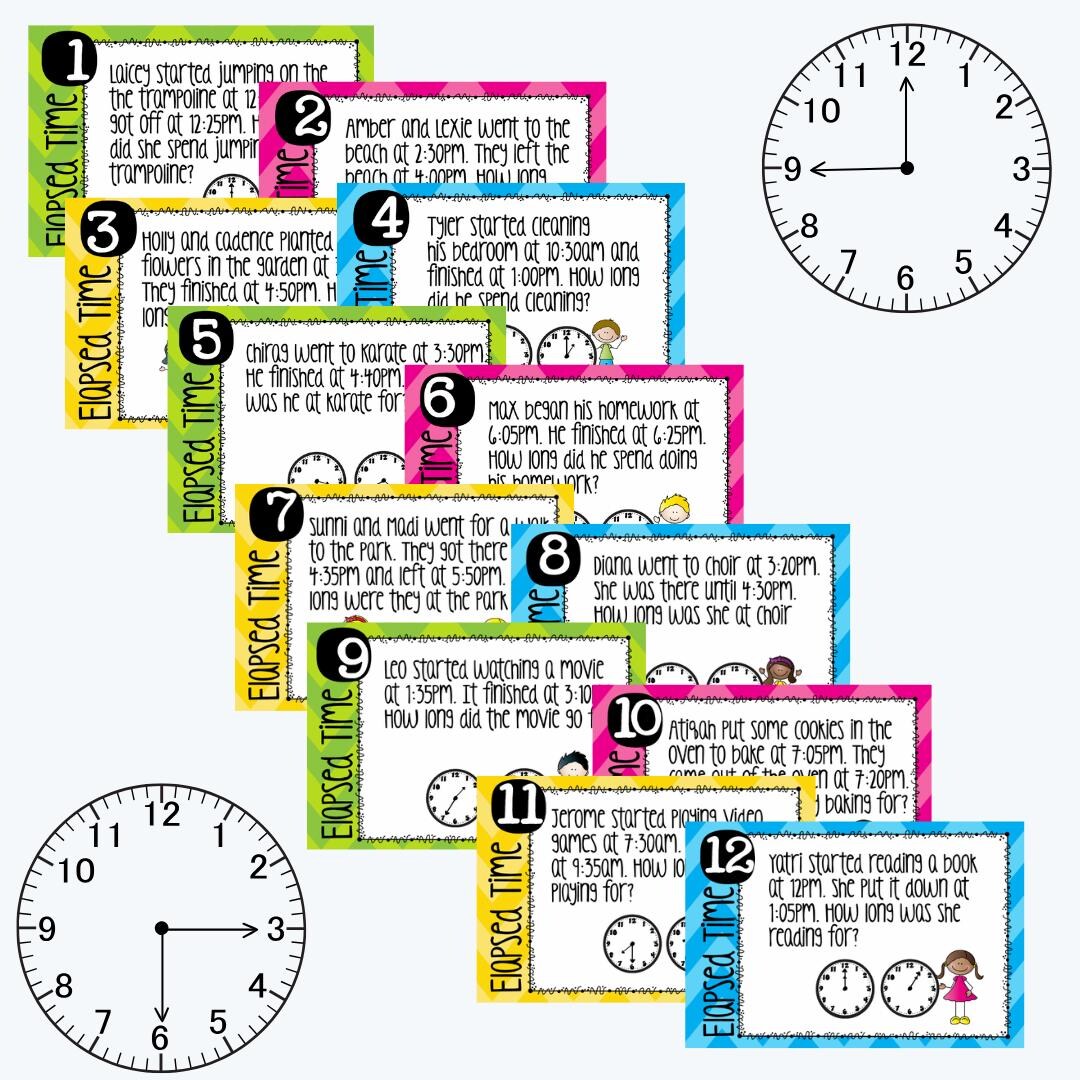 Elapsed Time Task Cards Grade 3 Grade 4 - Etsy