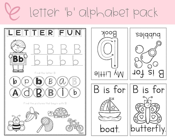 Letter B Alphabet Pack  Alphabet Worksheets  Digital