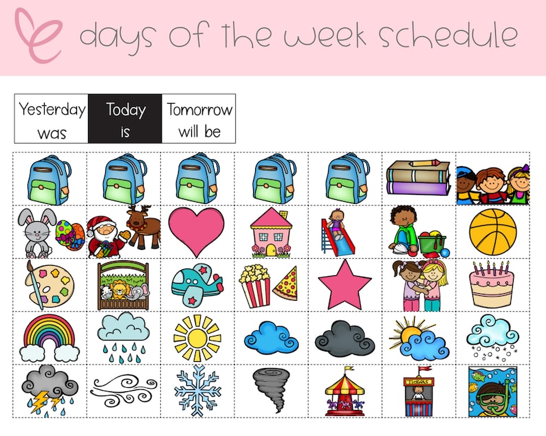 Days of the Week Schedule Cards Visual Timetable Routine Cards Visual ...