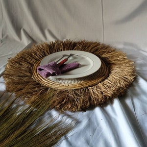 Handmade Raffia Placemats: Boho Table Decor, Wall Hanging (21.65 inch)