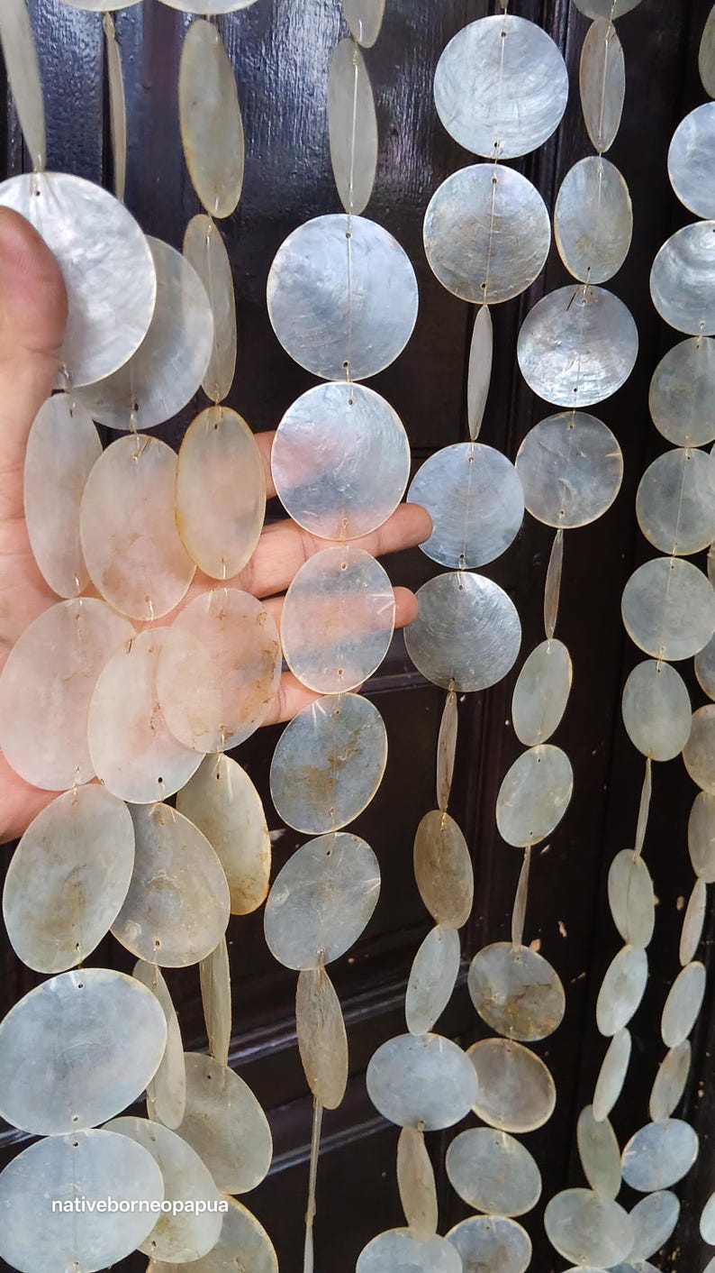 2026 Capiz Shell Curtain : Boho Doorway Divider, Ocean Breeze, Round ...