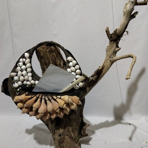 Papua Sea shell Wall Pocket/ Leather Wall Envelope, Mail Pocket / Wall Pocket / Leather Wall Art / Wall Organizer,Home decor, Gifts for her