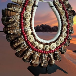 Papua Shell Necklace: Telescopium Seashell, Primitive Art Decor
