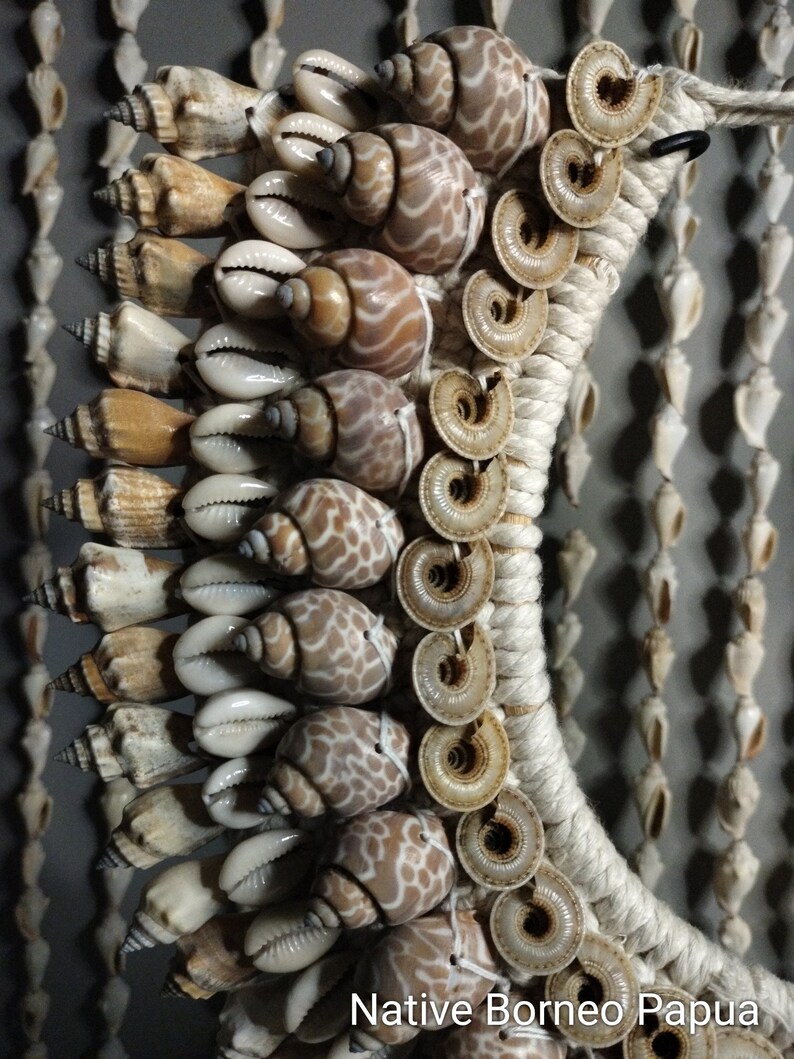 Tribal Seashell Necklace Art: Papua Decor on Stand - Etsy