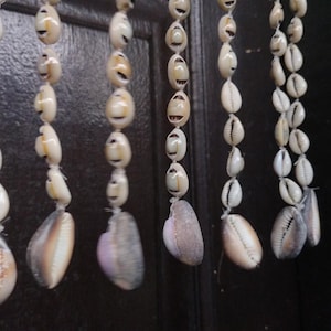 Rideau en coquillages cauris : séparateur de porte bohème, décor océan