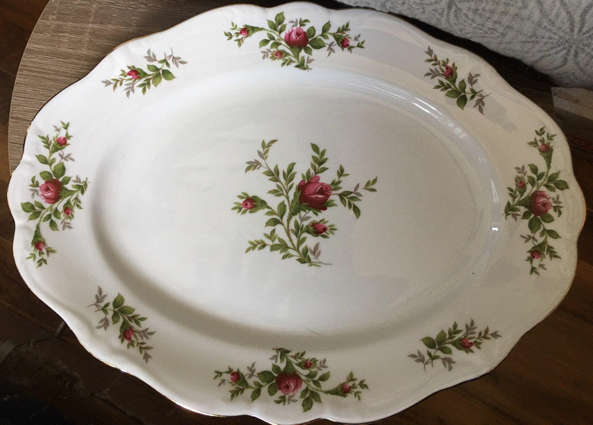 Vintage Johann Haviland China, 1990s 12.5 Serving Platter, Moss Rose