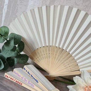 Personalised WHITE bamboo hand fans, Wedding party, Hen Party, Bride Tribe, Wedding Token, Weddings