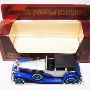 Matchbox Models of Yesteryear, Y-4 1930 Duesenberg Model &quot;J&quot;, Blue/Silver, Lesney, Vintage, Made in England