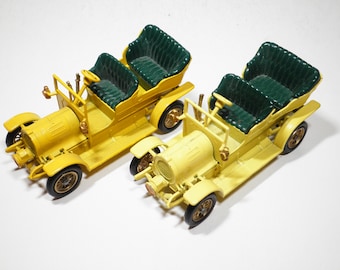 Matchbox Models of Yesteryear, Y-16 1904 Spyker, 2 Variants, Yellow and Pale Yellow, NO BOXES, Lesney, Vintage, Made in England