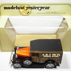 Matchbox Models of Yesteryear, No Y-21 1927 Ford Model A, &quot;A&J&quot; Livery, Brown, Mint with Original I Box, Lesney, Vintage, Made in England