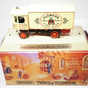 Matchbox Models of Yesteryear Great Beers of the World YGB15, 1929 Garrett Steam Wagon, &quot;Flowers&quot;, Mint in Original Box, Lesney, Vintage