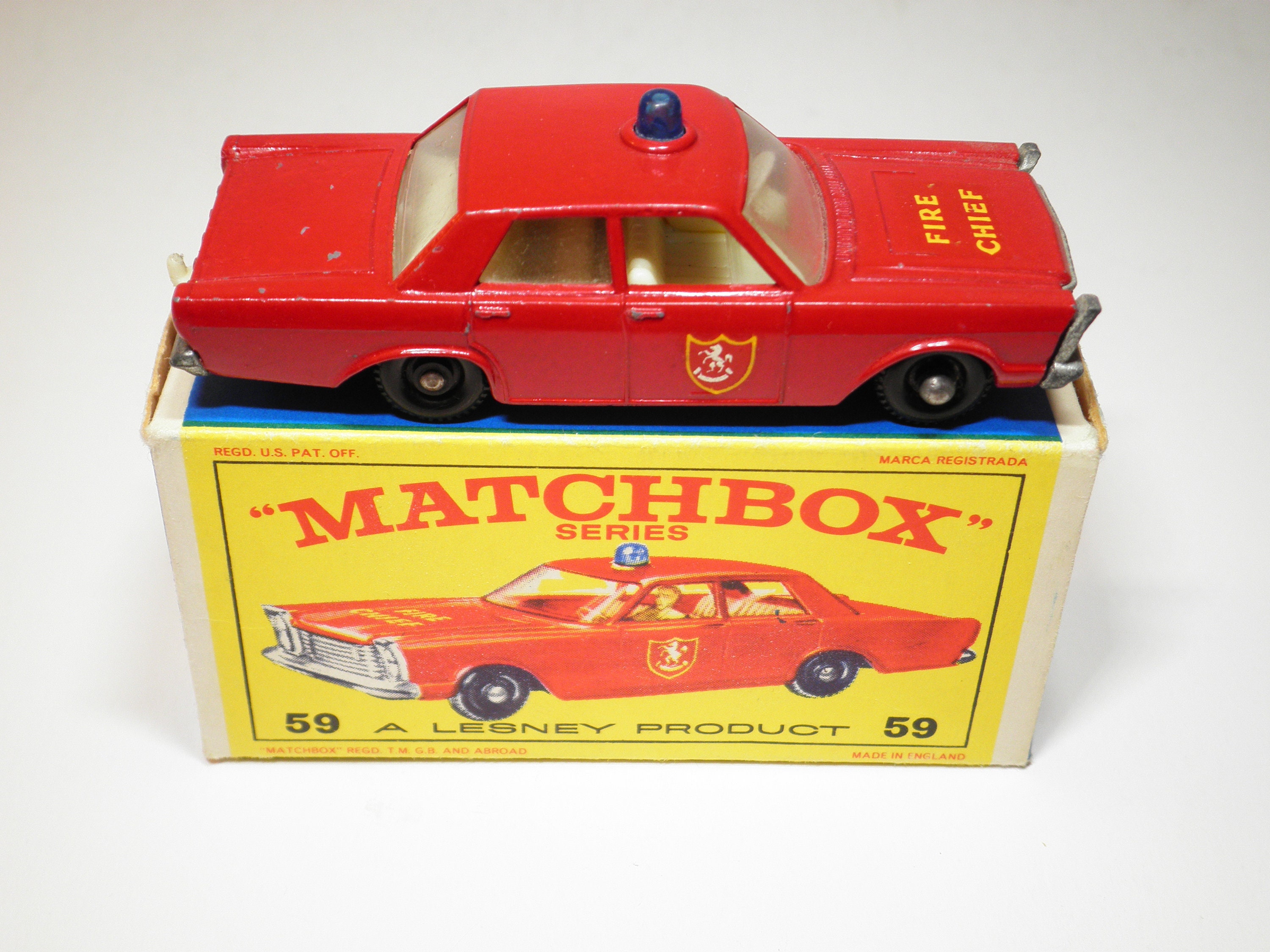 Matchbox series No. 59 Fire Chief Car, Like New in Original E