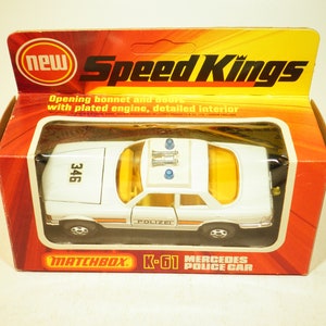 Matchbox Cars Speed Kings K-61 Mercedes Police Car - Brand New in Original Box, Mint, Made in England, Lesney