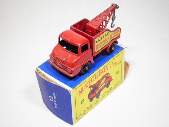 MATCHBOX N°13 THAMES WRECK TRUCK 1961 Matchbox Lesney 13 Thames Trader Wreck Truck Box.Vintage