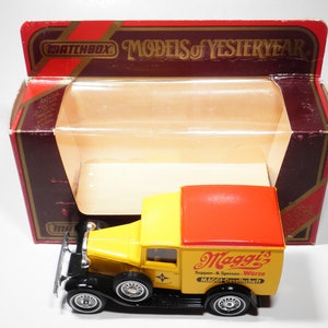 Matchbox Models of Yesteryear, Y-22 1930 Model A Ford Van, &quot;Maggis&quot;, Red/Yellow, Lesney, Vintage, Made in England