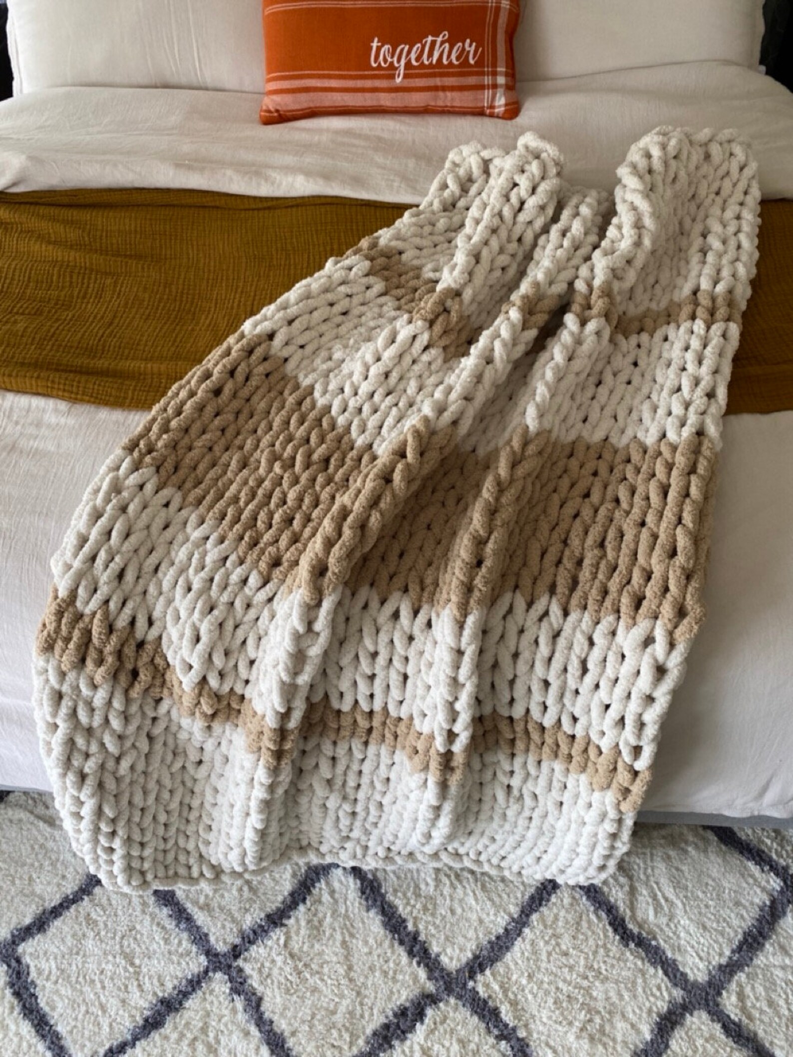 Chunky Knit Blankets Chunky Knit Throw Super Chunky Blanket Etsy