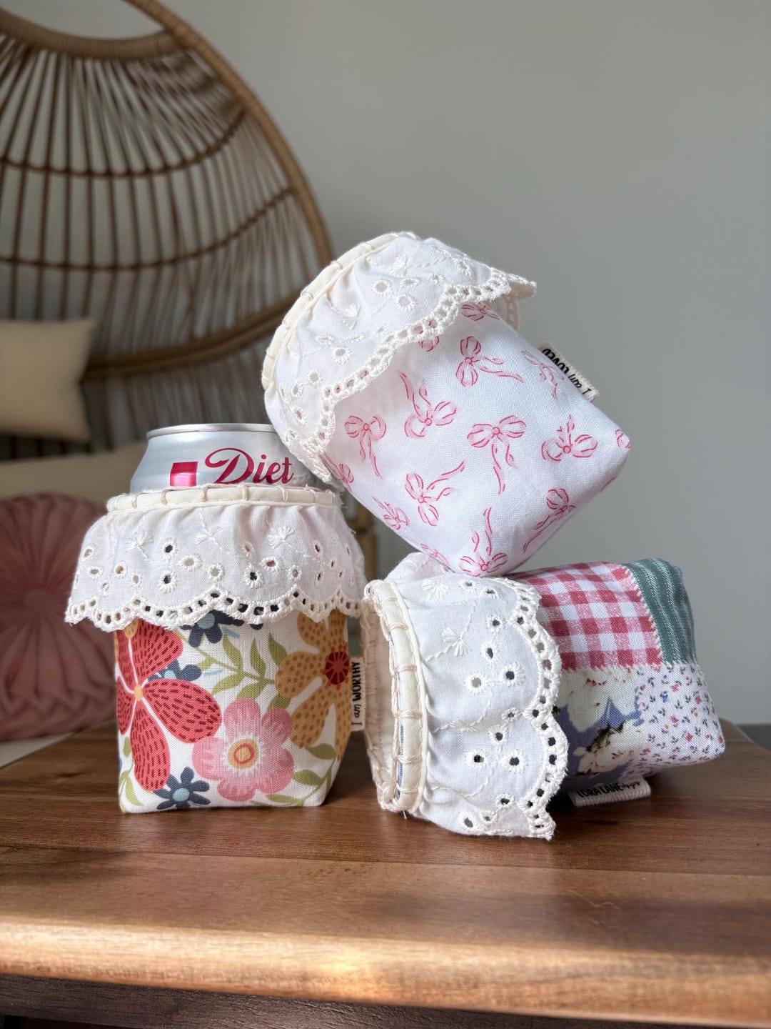 Canning Ruffles Insulated Ruffle 12oz Soda Can Cozy Drink Beverage Sleeve Handmade ...