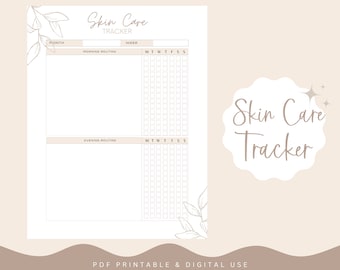 Skin Care Routine Tracker | Skin Care Routine Planner | Skin Care Routine Journal