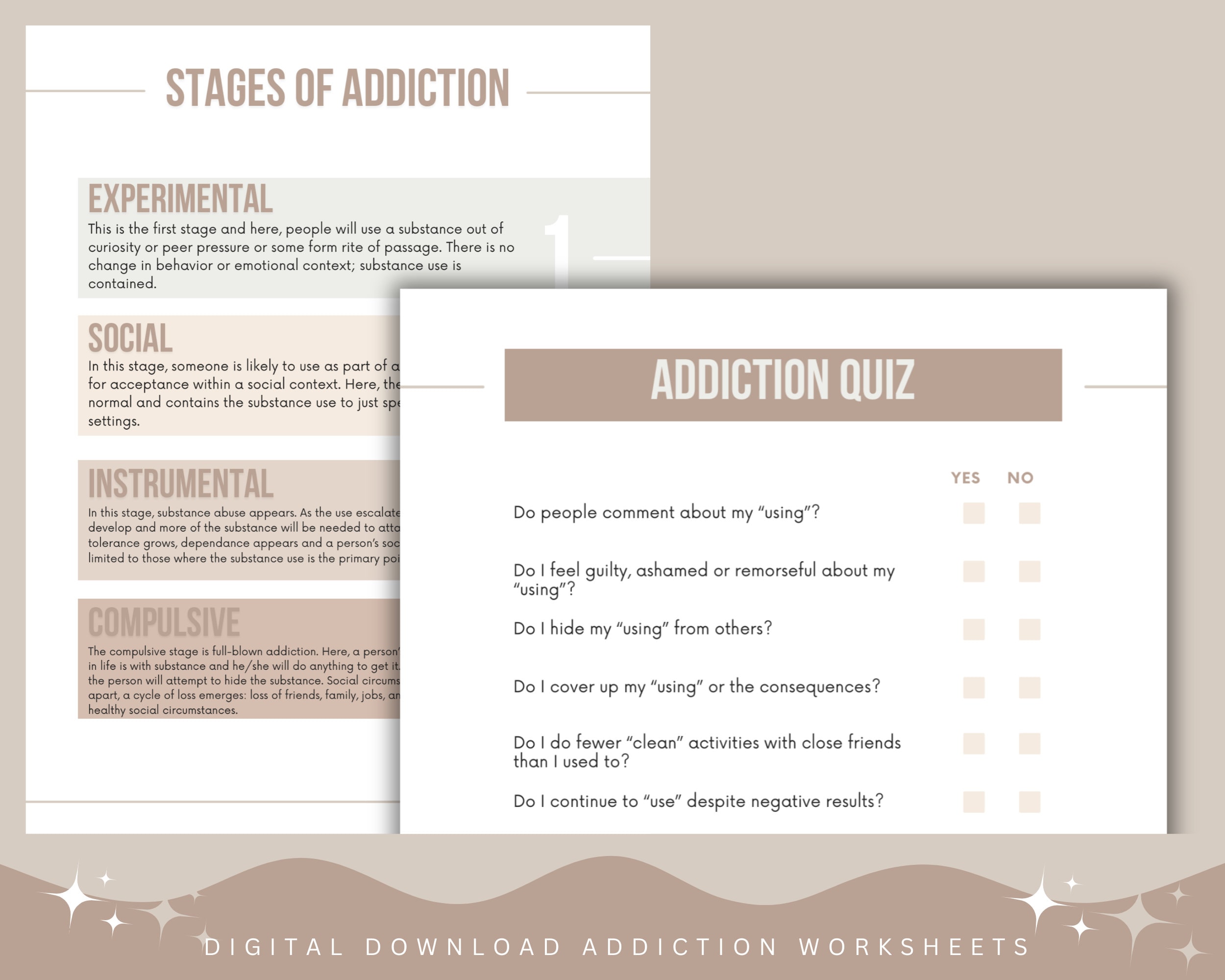 Addiction Worksheets, Substance Use Worksheets, Substance Use Counselor ...
