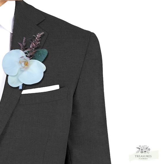 White Orchid Boutonniere, Beach Wedding Boutonniere, Destination Wedding, Silk Wedding Boutonniere, Artificial Flower Boutonniere, Groom.