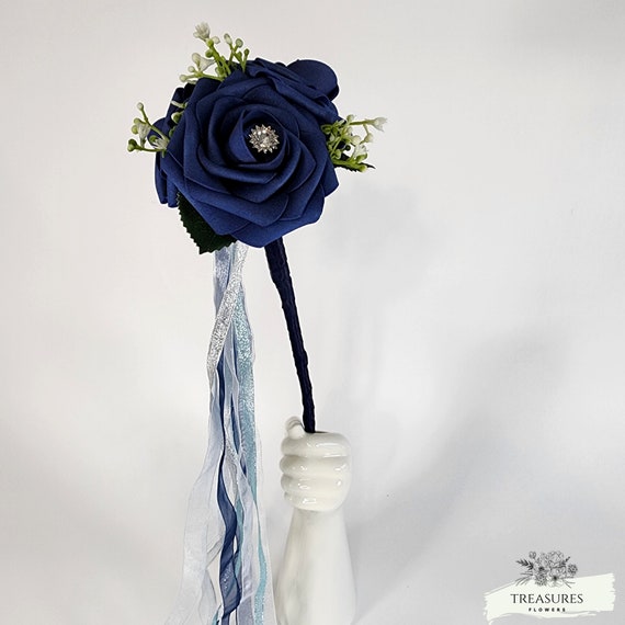 Flower girl wand, bridesmaid wand, Blue Rose wand, Wedding Flower, flower girl gift, Artificial Flower, Wand, Flower Wand, Wedding Wand.