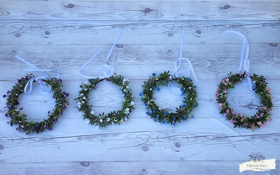 Wedding Crown, Bohemian flower Crown, Bridal Flower Headpiece, Artificial Flower Crown for Bride, White Flower Crown, Rustic Hair Wreath.