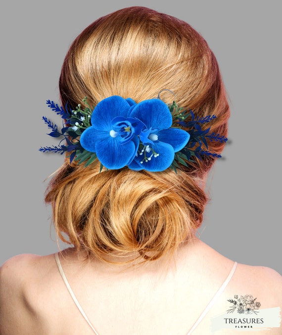 Blue Orchid Hairpiece, Wedding Hair Flower, Orchid Hair, Wedding Headpiece, Beach Headpiece, Beach Hair Flower, Silk Flowers, accessories