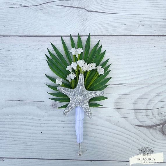 Silver Starfish Boutonniere, Beach Wedding Boutonniere, Beach Wedding, Nautical Wedding, Destination Wedding, Starfish Boutonniere.