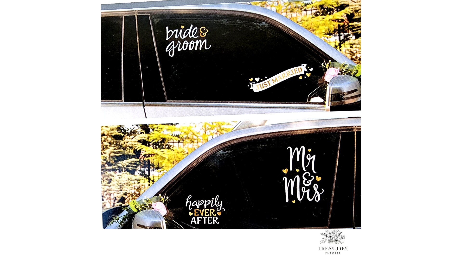 Just Married Custom Name Wedding Car Decoration Just Married Stickers Wedding  Car Window Glass Vinyl Wall Sticker（Color White） - AliExpress