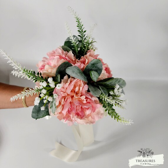 Pink Peony Bouquet, Bouquet, Bridesmaid Bouquet, Rustic Wedding Bouquet, Artificial Peony Bouquet, Wedding Flower, Wedding Bouquet.