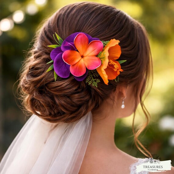 Plumeria Hairpiece, Wedding Hair Flower, Wedding Headpiece, Beach Hair Flower, Silk Flowers, Accessories, Hibiscus Headpiece, Headpiece