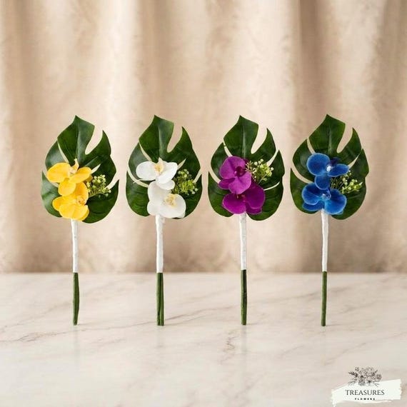Orchid Bouquet, Tropical Bouquet, Beach Wedding Bouquet, Destination Wedding, Silk Wedding Boquet, Artificial Flower Bouquet