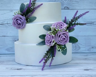 Lavender Wedding, Lavender Cake Topper, Cake Flowers, Lavender foam roses, Cake Decor, Lavender Cake, Cake Faux Flowers, Cake Clusters.