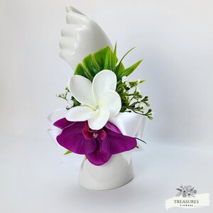 Fuchsia Orchid and White Plumeria Corsage, Prom Corsage, Beach Wedding, Corsage, Destination Wedding, Artificial Flower, silk flower