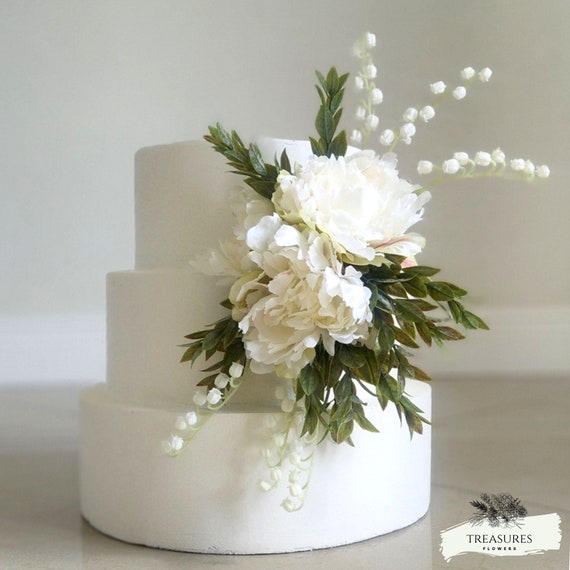 White Peony Cake Topper, Rustic Cake decor, White Cake Decor, artificial Wedding Cake Decor, garden Wedding, Flower Cake decor, white topper
