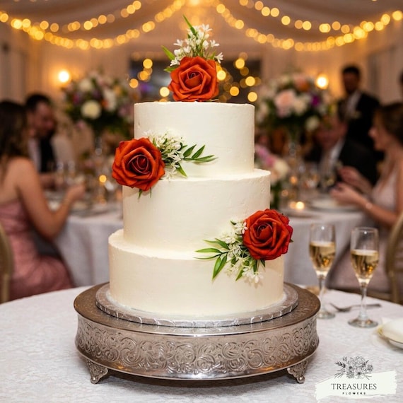 Burnt Orange Wedding, Roses Cake Topper, Cake Flowers, Orange foam roses, Cake Decor, Faux Flowers, Cake Clusters, Wedding Flower.