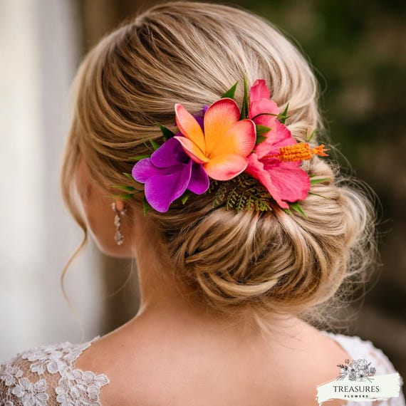 Plumeria Headpiece, Wedding Hair Flower, Wedding Headpiece, Beach Hair Flower, Silk Flowers, Accessories, Hibiscus Headpiece, Headpiece