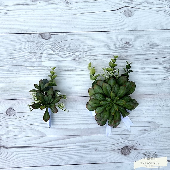 Green Succulent Corsage, Succulent Boutonniere, Prom Boutonniere, Grooms Boutonniere, Wedding Flower, Artificial Flower, Rustic Wedding.