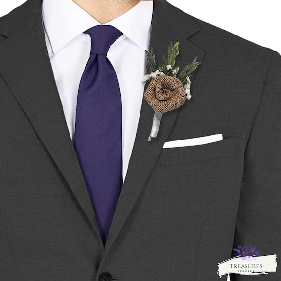 Burlap Roses Boutonniere, Prom Boutonniere, Grooms Boutonniere, Wedding Flower, Rustic Boutonniere, silk flower, Destination Wedding.