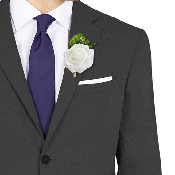 White Roses Boutonniere, White Boutonniere, White Prom Boutonniere Corsage set, Orchid and Roses Corsage, Wedding Flower, Artificial Flower