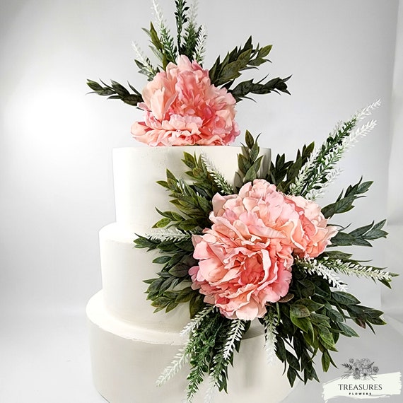 Pink Peony Cake Topper, Rustic Cake decor, Pink Cake Decor, artificial Wedding Cake Decor, garden Wedding, Flower Cake decor, pink topper.